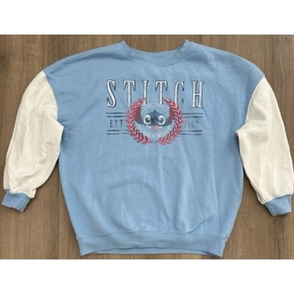 Vintage Disney Stitch Cute Fluffy & Full Of Mischief Blue/White Sweater Size M